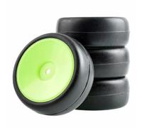 RC Tire Set Compatible With HSP For HPI For Touring 1/10 Rc Car Upgrade Replacement Parts Accessories Slick Tires Wheel Sets(Green)