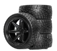 RC Tire Set Compatible With Tamiya For TT01 For TT02 XV01 TA06 A959 PTG2 For HPI For KYOSHO PTG2 1/10 RC Car Parts Tyres Aluminum Wheels OD 2.56" 4pcs(Black)