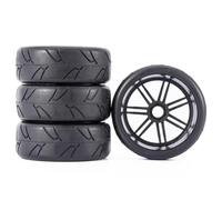 RC Tire Set For 1/8 4PCS Hot Melt Tires Wheels 17mm Adapter RC Remote Control Off-road Model Car Buggy Flat Racing Parts Upgrade Accessories(A)