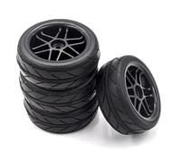 RC Tire Set For HSP For Tamiya For TT01 For TT02 For Sakura For Kyosho 1/10 4pcs Hard Plastic On-Road Solid Wheels And Tires 12mm Hex RC Drift For Rally Car