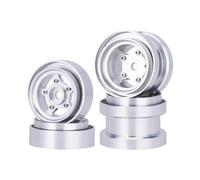 RC Tire Set For Tamiya For Hornet 1/10 Aluminum Alloy Front Rear Beadlock Wheel Rim Hub Rc For Buggy Car Parts Accessories Upgrades Replacement Repair(Silver)