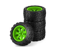 RC Tire Set For Traxxas For Scx10 For HPI For HSP For Tamiya For Kyosho For Wltoys 1/10 4pcs 12mm Wheel Hub Wheels Tire Rc Car Parts Replacement Access(Green)