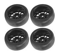 RC Tires, 4Pcs RC Rubber Wheels Tire Slicks 65mm Dia Upgrade Tires & Wheels for RC Car Racing, RC Truck Off-Road, Hobbyists, Enthusiasts