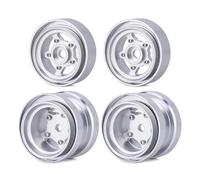 RC Tires Compatible With Tamiya Frog Sand Scorcher Grasshopper For Hornet 1/10 Rc For Buggy Car Parts 4Pcs Aluminum Alloy Beadlock Wheel Rim Hub(Silver)