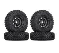 RC tires For Axial For Yeti Jr D90 TF2 For Tamiya 1/10 RC Crawler Car 4PCS 85Mm 1.55 Metal Beadlock Wheel Rims Tires Set(Black)