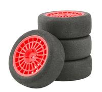 rc tires For Kyosho For HSP For HPI For RGT LC For RACING For PTG-2 For Tamiya TT02 4PCS rc Car Wheel Tire Set 1/10 For Rally Truck(Red)