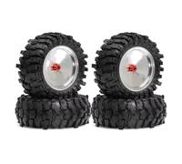 RC Tires For MJX H12Y For Axial For SCX10 AXI03007 For Tamiya CC01 D90 1/10/12 1.9" Beadlock Wheels And Tires OD 88mm 4PCS Rc Crawler Car Parts(Silver)