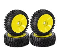 RC Tires Hub Wheel For 1/8 4PCS Wheel Tire Rubber 120MM 112MM Tire 17Mm Hub Hex RC Car Monster Truck Off-Road Upgrade Accessories Replacement Parts(Yellow)
