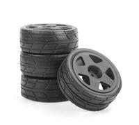 RC Tires Hub Wheel For 3RACING For MST For HSP 94123 1/10 4PCS For Racing Road Rubber Tires Wheels 65mmX26.5mm Adapter 12mm RC Model Car Flat Parts(Black)