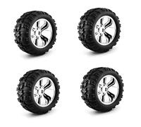 RC Tires Hub Wheel For Arrma For Traxxas 1/10 4Pcs 150MM RC For Buggy Truck Tire Wheel Tyre 17Mm Hex RC Car Upgrade Accessories Replacement Parts(Silver)