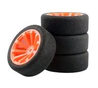 RC Tires Hub Wheel For HSP For HPI 1/10 12mm Hex Accessories 4Pcs Set For Racing Foam Tire Wheel Rim Set On-road RC Car Upgrade Parts Accessories(RED)