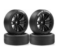 RC Tires Hub Wheel For Tamiya For TT01 For TT02 XV01 PTG-2 For Kyosho For HPI For HSP 1/10 4pcs 65mm Hard Drift Tire Tyre Wheel RC On Road Touring For Racing Car(Black)