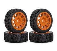 RC Tires Hub Wheel For Tamiya XV01 XV02 For TT01 For TT02 PTG-2 1/10 4pcs 68mm Rubber Tire Wheel Tyre RC For Rally For Racing Car Upgrade Parts(Orange)
