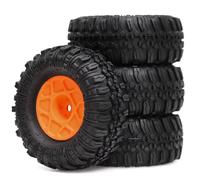 RC Tires Hub Wheel For TRX4M For SCX24 AX24 For FCX24 FCX24M 1/18 1/24 4pcs 57x27mm 1.0" Beadlock Wheel Tire Set RC Crawler Car Upgrade Parts Accessories(Orange)