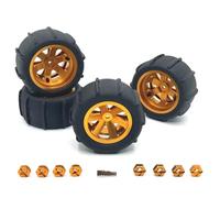 RC Tires Hub Wheel For Wltoys 144001 124019 A959 For SCY 16101 For MJX 14209 16207 For JJRC Q130A 4Pcs 85mm Snow Sand Tires Tyre Wheel RC Car Upgrade Parts(Yellow)