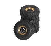 RC Tires Tyres Wheels Compatible With Axial AX24 SCX24 For TRX4M For FCX24 1/18 1/24 RC Crawler Car Black Coating Brass 1.0" Beadlock Wheel Tires Set(A)