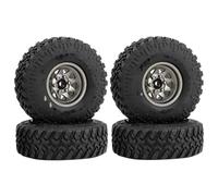 RC Tires Tyres Wheels Compatible With Axial For SCX24 AX24 For TRX4M For FMS 1/18 1/24 RC Crawler Car Parts Metal 1.0" Beadlock Deep Dish Wheel Tire Set 4pcs(Grey)