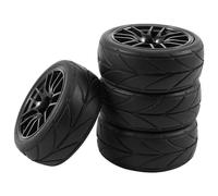 RC Tires Tyres Wheels Compatible With Hsp For Hpi 9068-6081 4Pcs 1/10 Rubber Tire Rc For Racing Car Tires On Road Wheel Rim Rc Car Upgrades Part Accessories