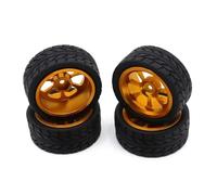 RC Tires Tyres Wheels Compatible With Wltoys 144001 144010 124007 124016 124019 A959 A959-B RC Car Upgrade Parts 65mm Rubber Tire Metal Wheel Rim 12mm Hex 4pcs(Yellow)