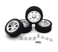 RC Tires Tyres Wheels Compatible With Wltoys 144001 144010 144016 144018 124008 124019 For MJX 14301 14302 RC Car Parts 4pc 70mm Metal Wheel Rim Tire Tyre Set(Silver)