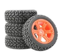RC Tires Tyres Wheels Compatible With WLtoys 144010 144001 124017 1/10 1/14 RC Off-Road Car Upgrade Spare Accessories 75mm Widening Wheels(Orange)