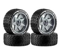 RC Toys Components For Tamiya For TT01 For TT02 For TT02B TA06 XV01 XV02 PTG-2 1/10 4pcs 65mm Tire Metal Wheel Rim 12mm Hex RC Car Parts(Grey)