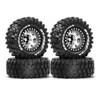 RC Toys Components For Traxxas For TRX4 D90 For Axial For SCX10 II III For MST 1/10 4pcs 95mm 1.9" Deep Dish Beadlock Wheel Rim Tire Set RC Crawler Car Parts(Silver)