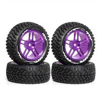 RC Toys DIY Spare For HSP 94122 For Tamiya XV01 For TT02 For HPI Ky 1/10 Alloy Wheels Hubs Metal Wheel Rims Ttires RC On-road Drift Car(Purple)