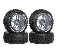 RC Toys DIY Spare For HSP 94122 For Tamiya XV01 For TT02 For HPI Ky 1/10 Alloy Wheels Hubs Metal Wheel Rims Ttires RC On-road Drift Car(Gray)