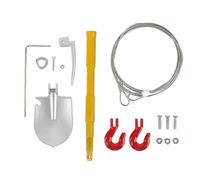 RC Trailer Chain Tow Hook with Steel Rope and Adjustable Aluminium Shovel Set, Multifunctional RC Crawler Rescue Accessories for Off - Road Adventure and Decoration (Yellow)