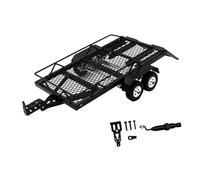 AWHAO RC Trailer with Hook Hitch, Flatbed Trailer, Axle High Performance with Hide Ramps Double Axle for SCX24 AX24, Style B