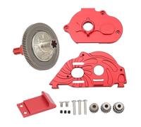 RC Transmission Cover, Aluminum Alloy Gear Case with Gear and Pinion for SENTON Typhon 1/10 RC Car (Red)