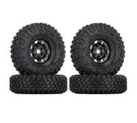 RC Tyre Hub Wheels Compatible With Axial For Yeti Jr D90 TF2 For Tamiya 1/10 RC Crawler Car 4PCS 85Mm 1.55 Metal Beadlock Wheel Rims Tires Set(Black)