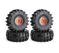 RC Tyre Hub Wheels Compatible With Axial SCX10 For Wraith For Capra For Traxxas TRX4 D90 1/10 RC Crawler Car 4PCS 150Mm Metal 2.2 Beadlock Wheel Rim Tire Set(Orange)