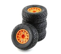 RC Tyre Hub Wheels Compatible With HSP For Sonic 94102 For RACING For Tamiya TT02 4pcs RC Model Car Rubber Tires Wheel For 1/8 1/10 Scale RC On Road Car(Yellow,B)