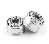 RC Tyre Hub Wheels Compatible With Tamiya 1/14 RC Tractor Truck Trailer Cargo Car Wheels Tires,Front 25Mm Powered 2PCS Metal Front Rear Wheel Rim Hubs