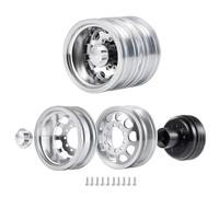 RC Tyre Hub Wheels Compatible With Tamiya 1/14 RC Trailer Tractor Truck Car Upgrade Parts Front Rear Beadlock Wheel Rims With 1/4 Pcs Rubber Tires(R02 1Pcs)