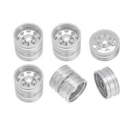 RC Tyre Hub Wheels Compatible With Tamiya 1/14 RC Trailer Tractor Truck Car Upgrade Parts Wheel Tire Complete Set Metal Front And Rear Wheel Hub 6PCS
