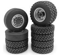 RC Tyre Hub Wheels Compatible With Tamiya 1/14 Scale RC Tractor Truck Trailer Cargo Truck Engineering Long Vehicle Parts 6x6 Wheels Rims Tires Set