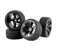 RC Tyre Hub Wheels Compatible With Tamiya For TT01 TT02 XV01 TA06 For HPI For WR8 For Kyosho HSP 64mm 1/10 RC Car Tires On Road Touring Drift Car Tyre Wheel(Black,A)