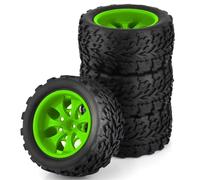 RC Tyre Hub Wheels Compatible With Traxxas For Arrma For Redcat For HSP For Tamiya 1/10 RC 4Pcs 118MM For Monster Truck For Buggy Tire Tyre Wheel 12Mm Hex(Green)
