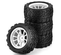 RC Tyre Hub Wheels Compatible With Traxxas For Arrma For Redcat For HSP For Tamiya 4Pcs 118MM 1/10 RC Truck Buggy Tire Tyre Wheel Foam Insert 12Mm Hex(White)