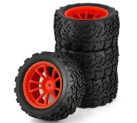 RC Tyre Hub Wheels Compatible With Traxxas For Arrma For Redcat For HSP For Tamiya 4Pcs 118MM 1/10 RC Truck Buggy Tire Tyre Wheel Foam Insert 12Mm Hex(Red)