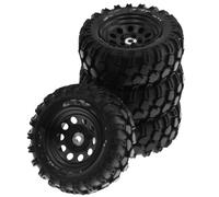 RC Tyre Hub Wheels Compatible With Traxxas For TRX4 D90 D110 For Axial For SCX10 1/10 RC Crawler Car 93mm Metal 1.9" Beadlock Wheel Rim Rubber Tire Set 4pcs(Black)