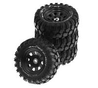 RC Tyre Hub Wheels Compatible With Traxxas For TRX4 D90 D110 For Axial For SCX10 1/10 RC Crawler Car 93mm Metal 1.9" Beadlock Wheel Rim Rubber Tire Set 4pcs(W140 Black)