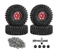 Rc Upgrade Model For Traxxas For TRX4 D90 For Axial For SCX10 Pro For Capra For Redcat For MST 1/10 Rc Car Big Size 125mm 1.9 Beadlock Wheel Rim Tire Set Parts(Red)