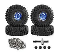 Rc Upgrade Model For Traxxas For TRX4 D90 For Axial For SCX10 Pro For Capra For Redcat For MST 1/10 Rc Car Big Size 125mm 1.9 Beadlock Wheel Rim Tire Set Parts(Blue)