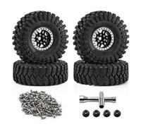 Rc Upgrade Model For Traxxas For TRX4 D90 For Axial For SCX10 Pro For Capra For Redcat For MST 1/10 Rc Car Big Size 125mm 1.9 Beadlock Wheel Rim Tire Set Parts(Black)