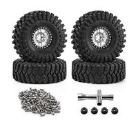 Rc Upgrade Model For Traxxas For TRX4 D90 For Axial For SCX10 Pro For Capra For Redcat For MST 1/10 Rc Car Big Size 125mm 1.9 Beadlock Wheel Rim Tire Set Parts(Silver)