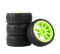 RC Upgrade Parts For WLtoys 144001 And 1/18 1/16 1/10 4pcs RC Car Rubber Tires Wheels Rims 12mm Hex Hub Tyre Accessories Repair Parts(Green)
